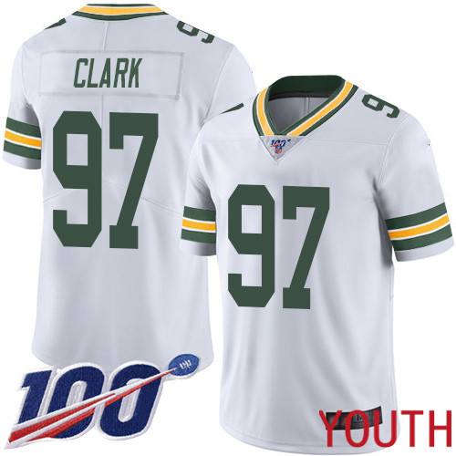 Green Bay Packers Limited White Youth 97 Clark Kenny Road Jersey Nike NFL 100th Season Vapor Untouchable